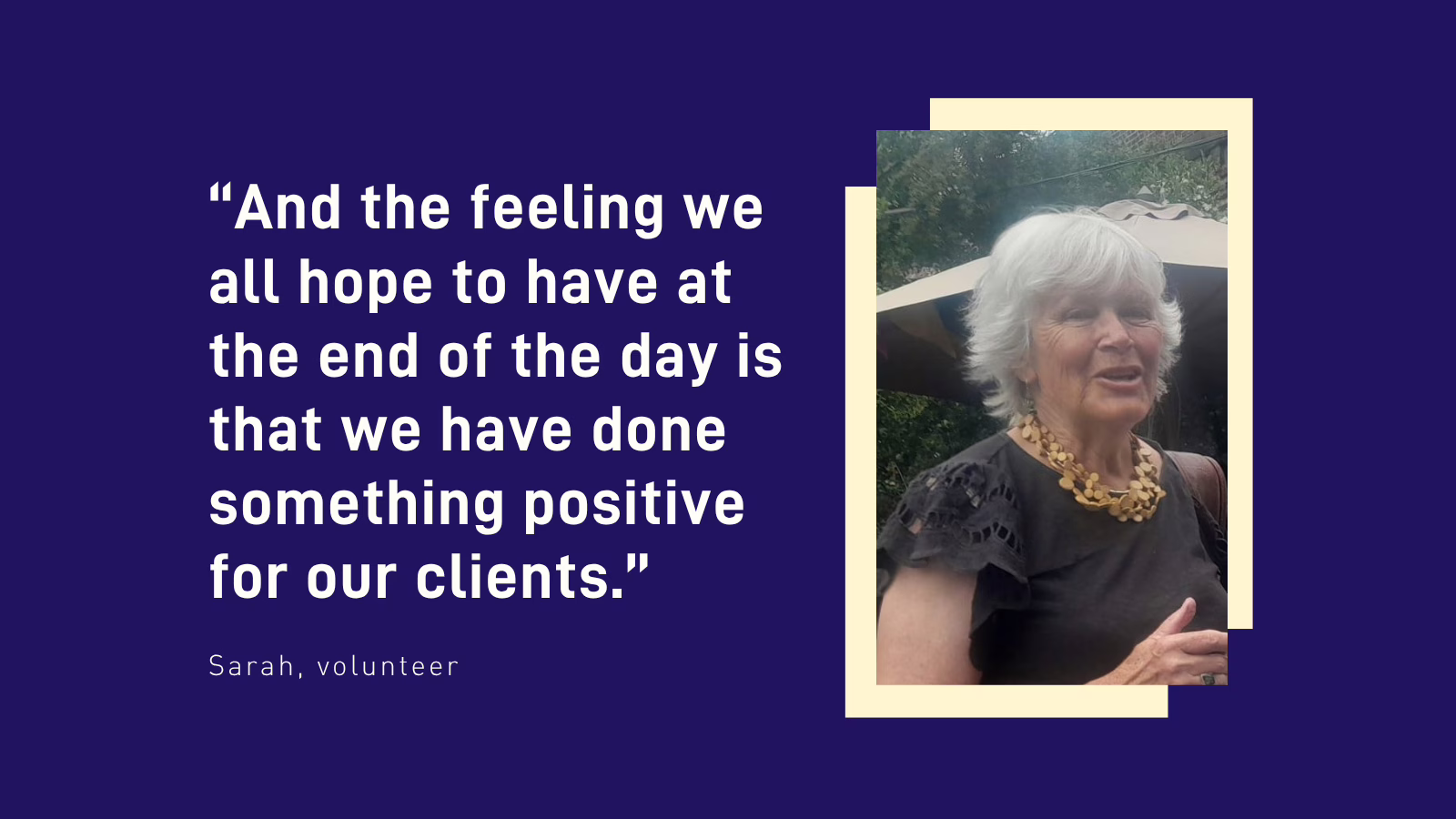 Our longstanding volunteers: Sarah’s reflections
